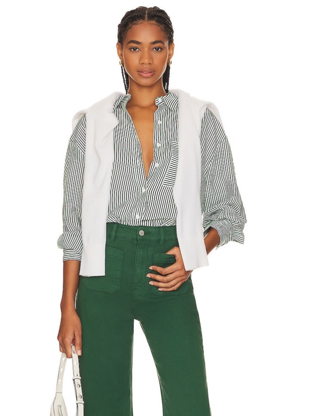ROLLA'S Green Striped Button Shirt